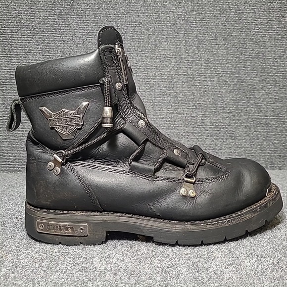 Harley Davidson Brake Light Mens Size 11.5 Motorcycle Boots Black Leather D91680 - Picture 6 of 16
